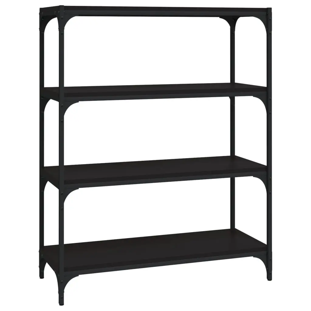 Book Cabinet Black 80x33x100cm 4 Shelf Storage Organiser