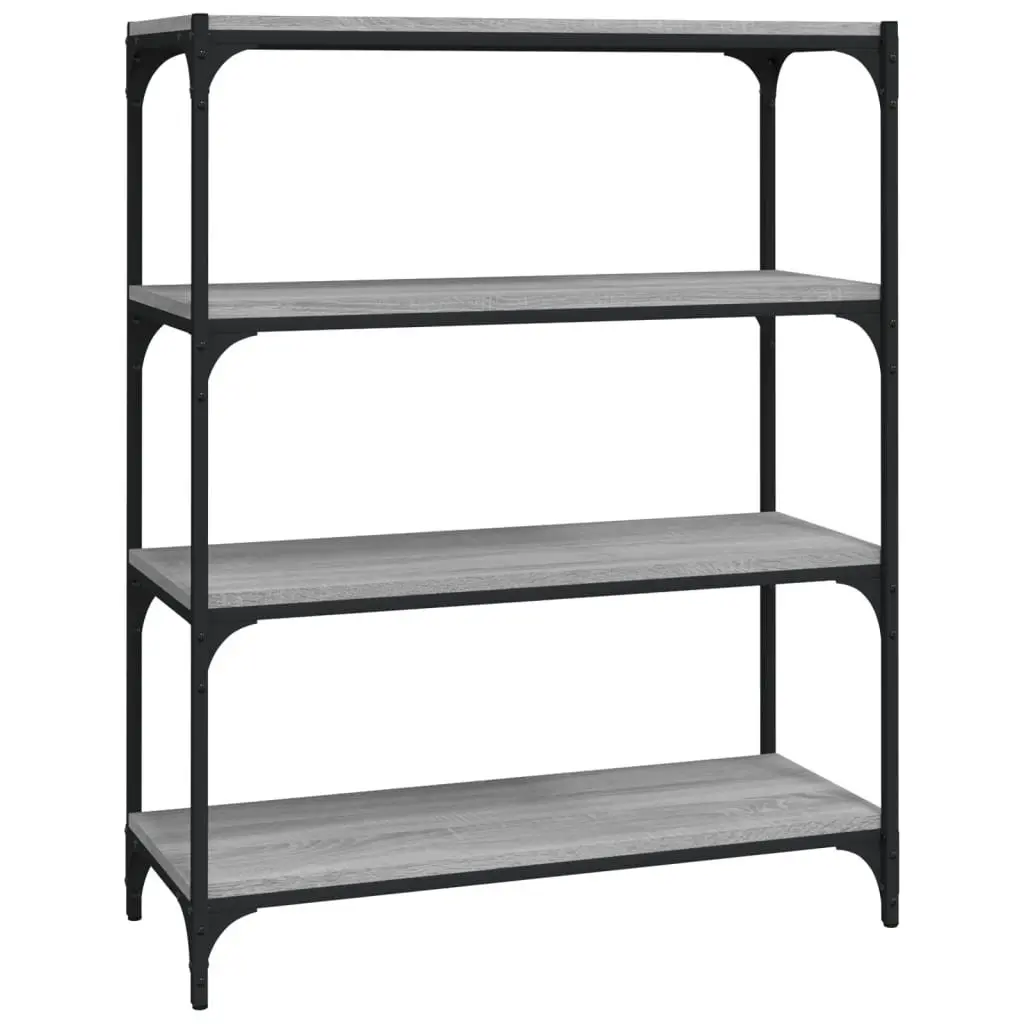 Book Cabinet Storage Shelving Unit 4 Shelf Grey Sonoma Engineered Wood Steel