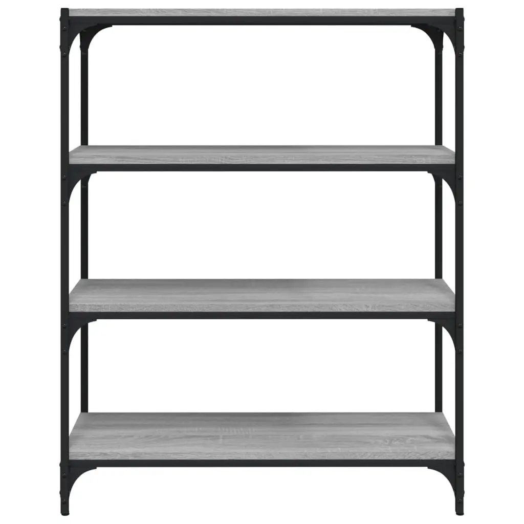 Book Cabinet Storage Shelving Unit 4 Shelf Grey Sonoma Engineered Wood Steel