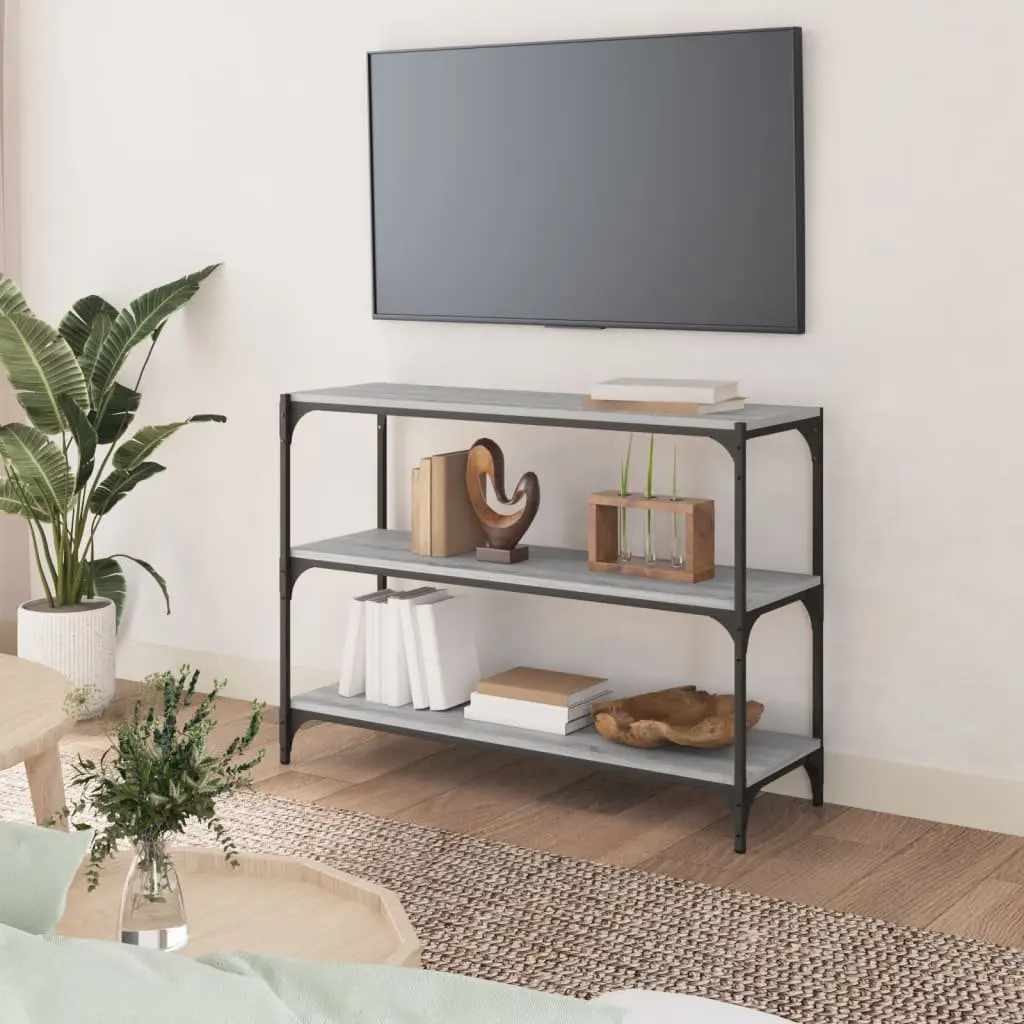 Book Cabinet Grey Sonoma 100x33x70.5cm Storage Shelving Unit Industrial Style 3