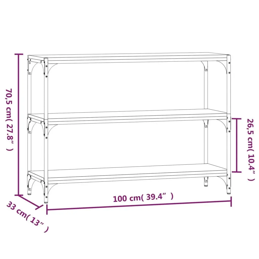 Book Cabinet Grey Sonoma 100x33x70.5cm Storage Shelving Unit Industrial Style 3