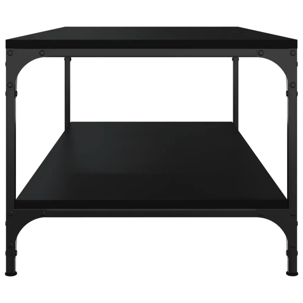 Industrial Style Coffee Table Black Engineered Wood Living Room Storage 100x50x40cm