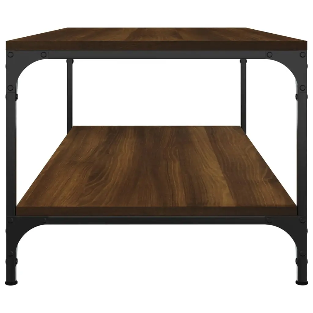 Coffee Table Storage Living Room 100x50x40 cm Brown Oak Engineered Wood Steel Frame