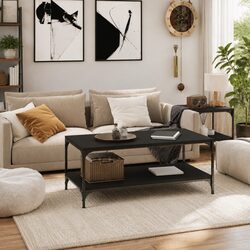 Reliable Black Coffee Table 80x50x40 cm with Storage