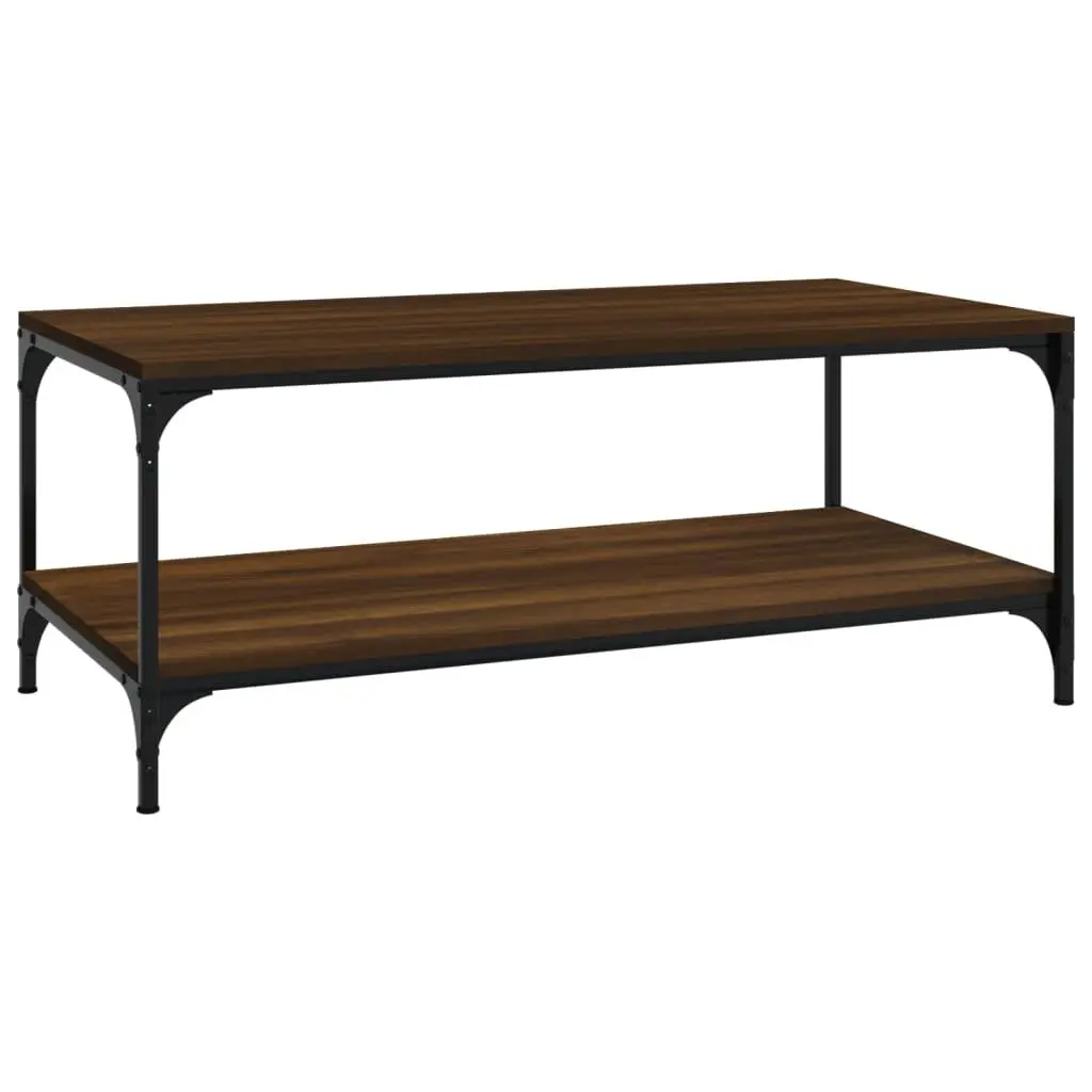 Coffee Table Storage 80x50x40 cm Brown Oak Steel Frame Living Room