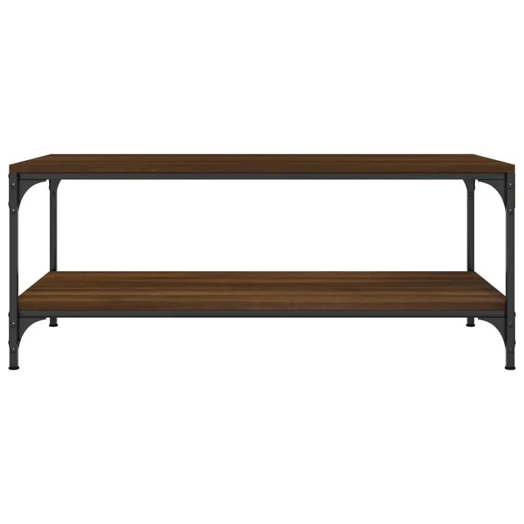 Coffee Table Storage 80x50x40 cm Brown Oak Steel Frame Living Room