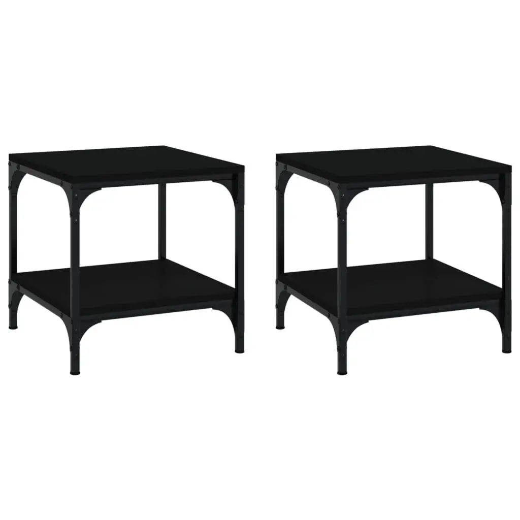Side Tables Storage 40x40x40 cm Black Engineered Wood