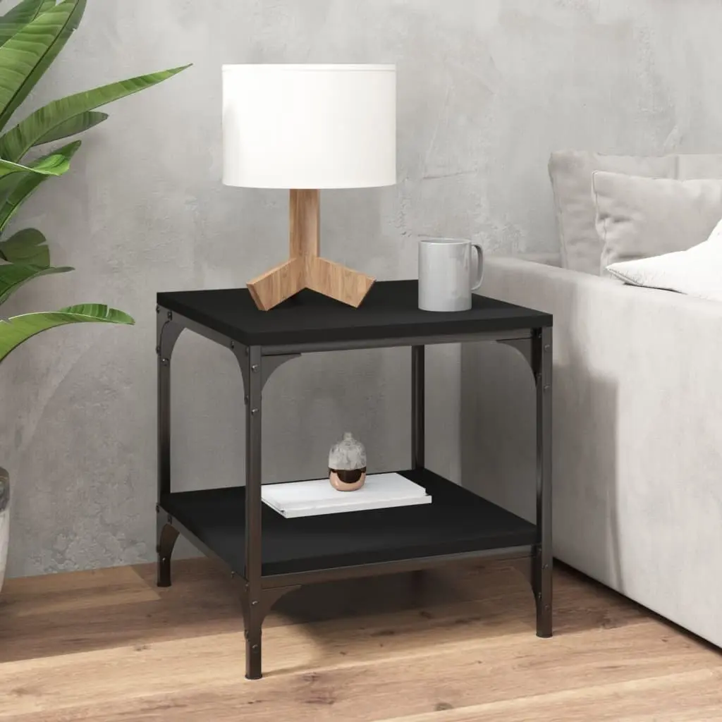 Side Tables Storage 40x40x40 cm Black Engineered Wood