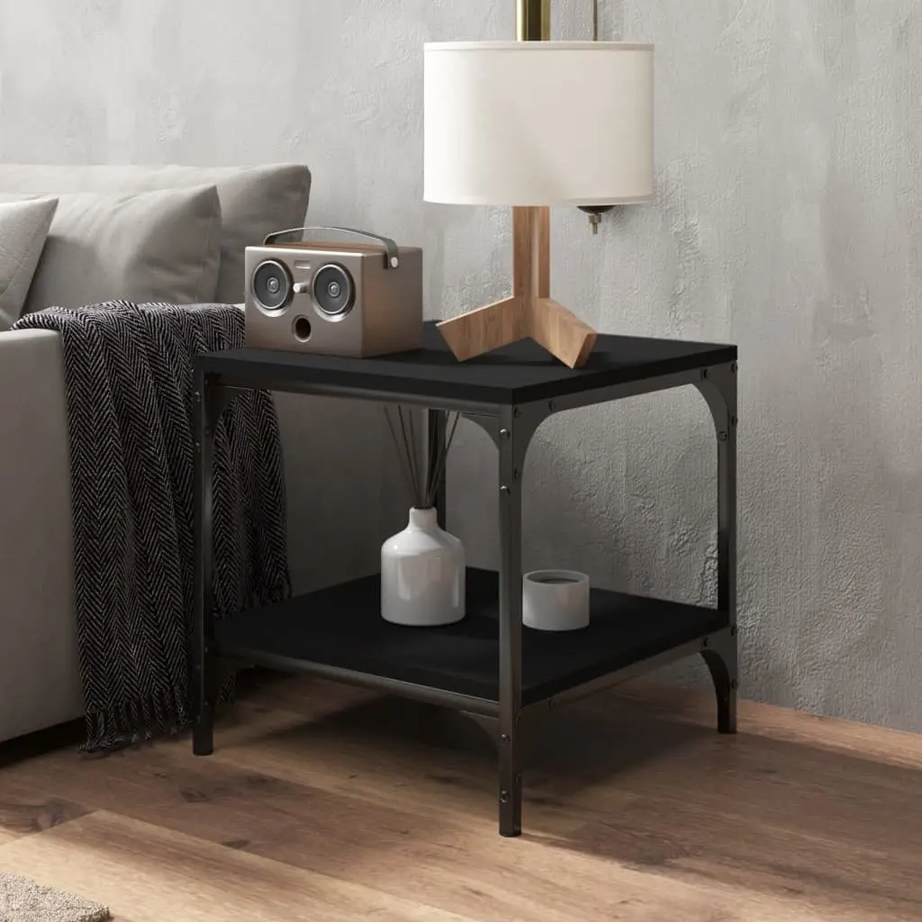 Side Tables Storage 40x40x40 cm Black Engineered Wood