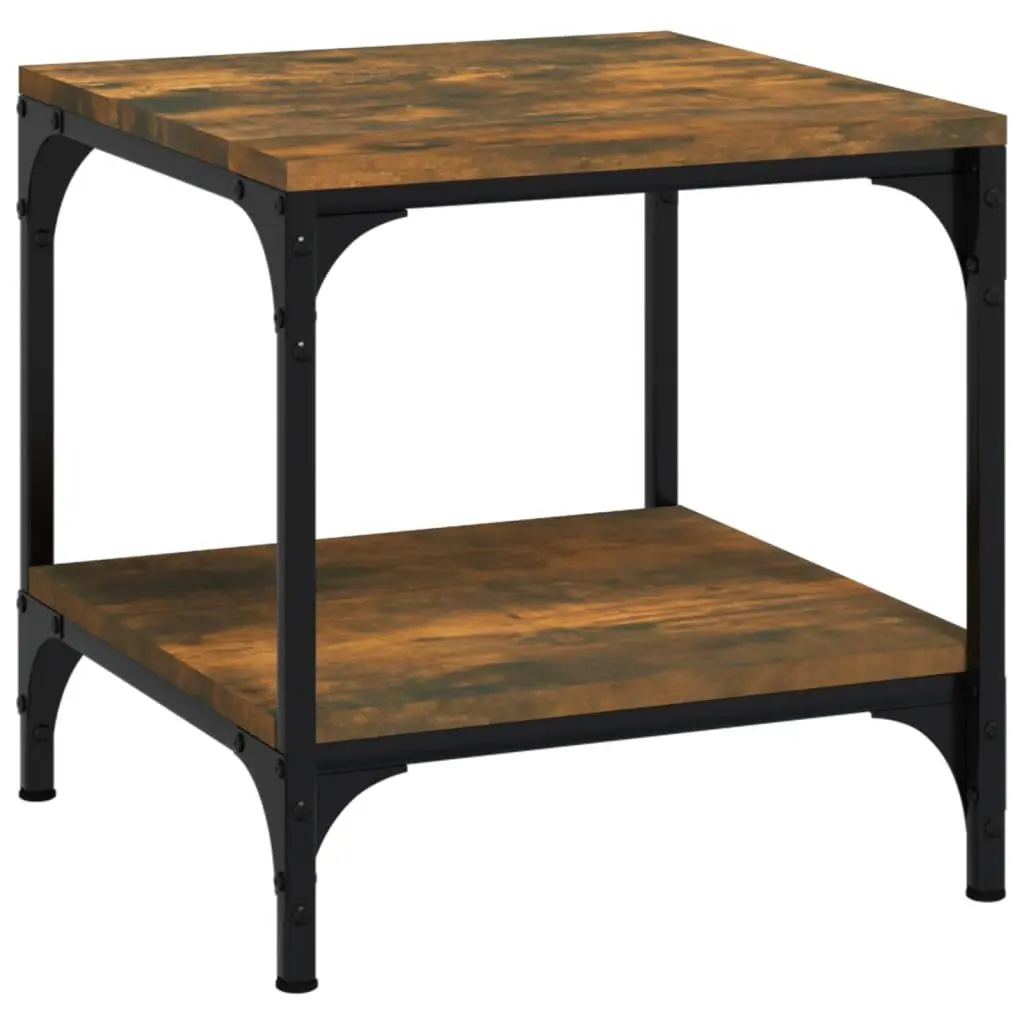 Side Tables Storage 40cm Brown Engineered Wood Steel Frame 2 Piece