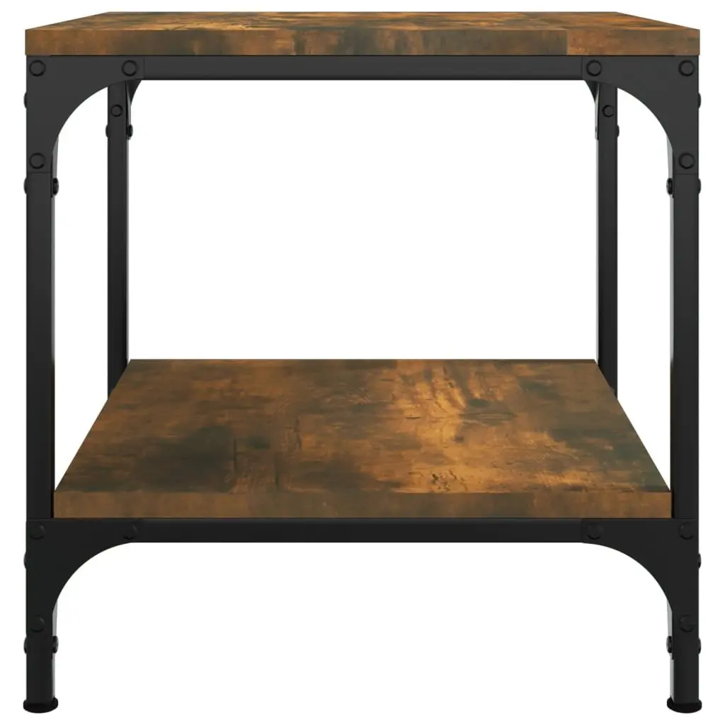 Side Tables Storage 40cm Brown Engineered Wood Steel Frame 2 Piece