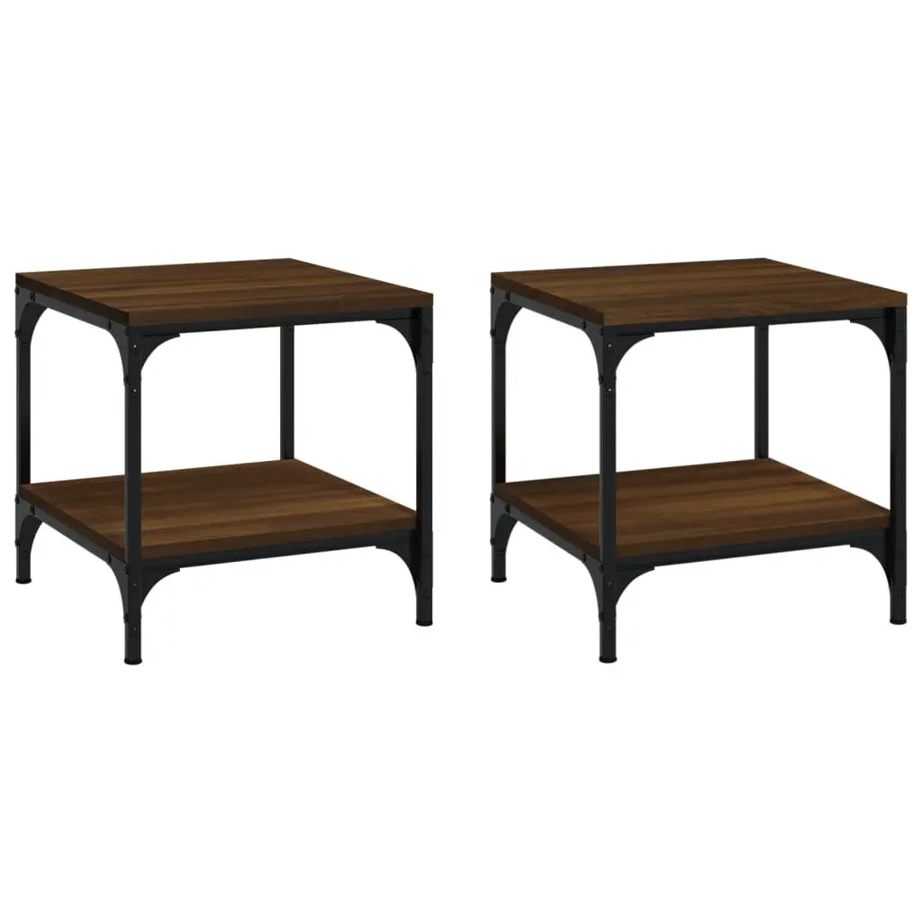 Side Tables Storage 40x40x40 cm Brown Oak 2 pcs Industrial Living Room