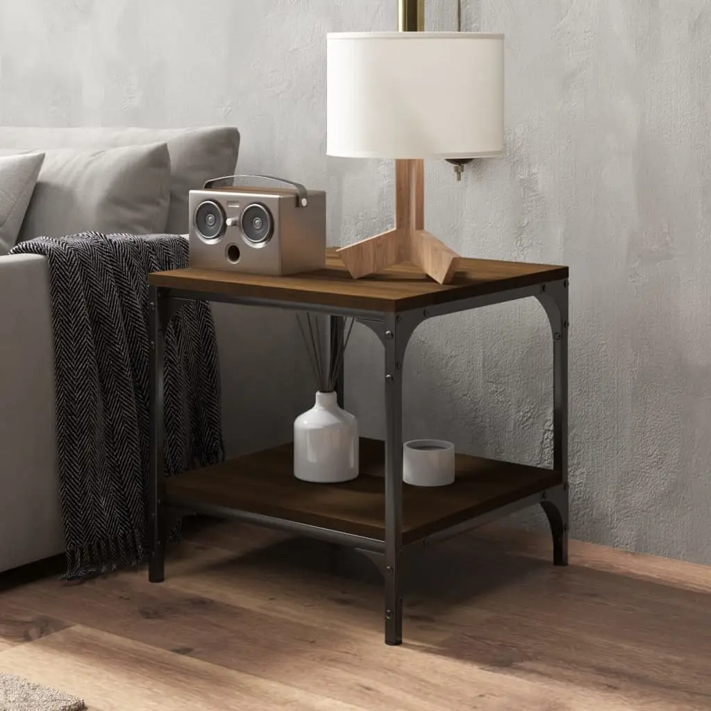 Side Tables Storage 40x40x40 cm Brown Oak 2 pcs Industrial Living Room