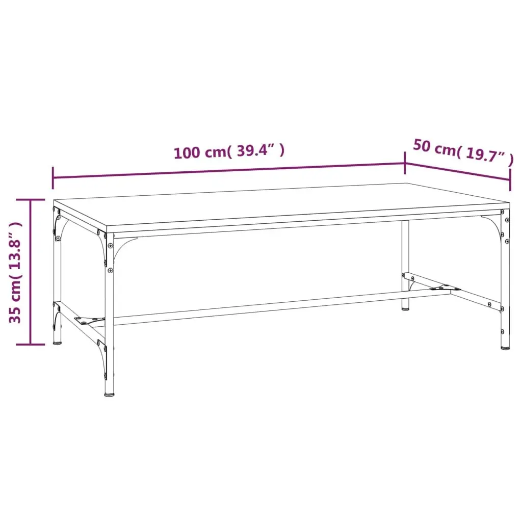 Black Coffee Table 100x50x35 cm Industrial Style Living Room Accent Furniture