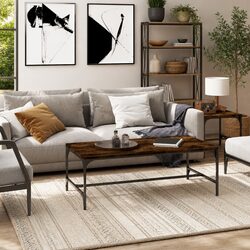 Brown Coffee Table with Steel Frame for Quality and Stability