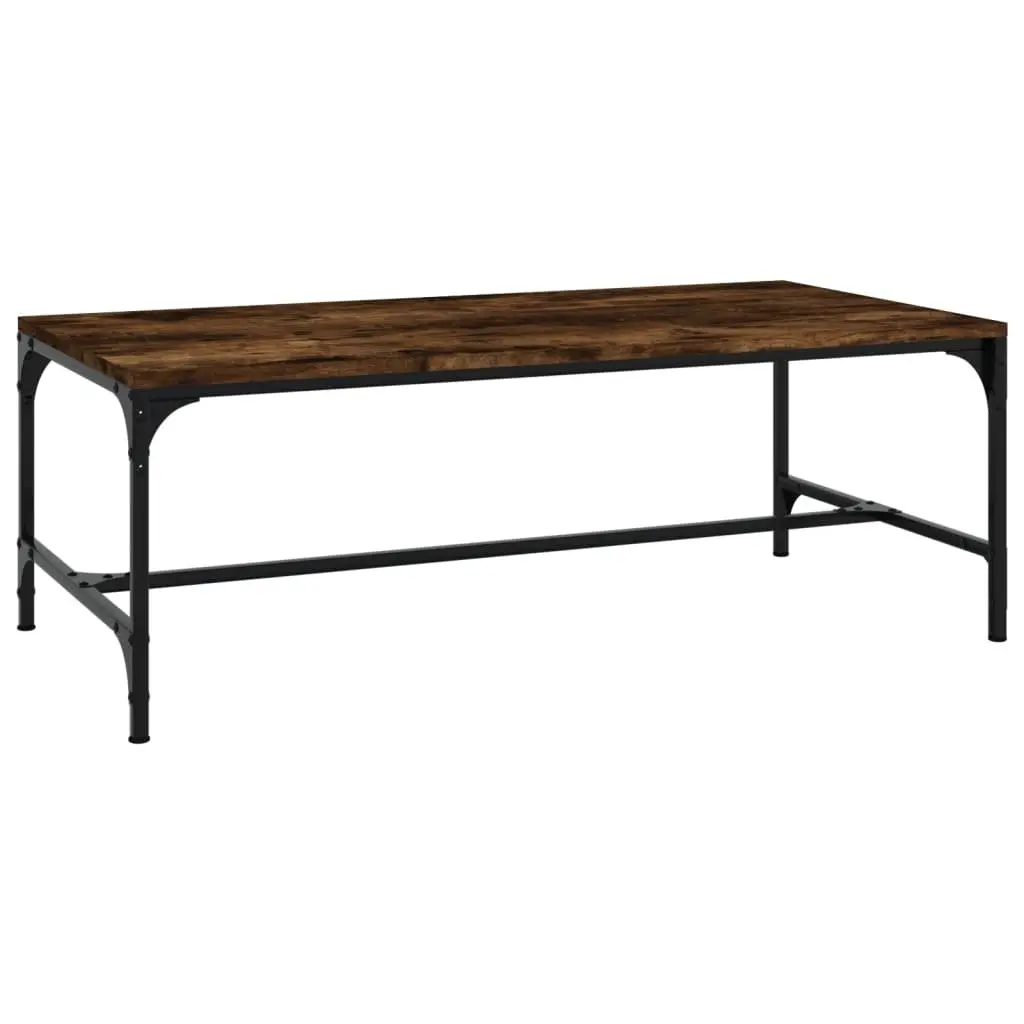 Industrial Coffee Table Brown Engineered Wood Steel Frame Living Room 100x50x35cm