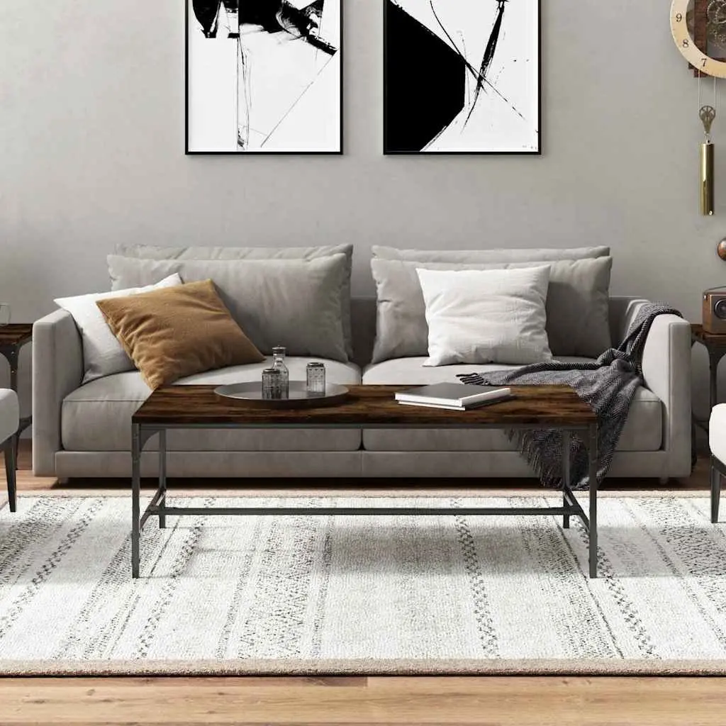 Industrial Coffee Table Brown Engineered Wood Steel Frame Living Room 100x50x35cm