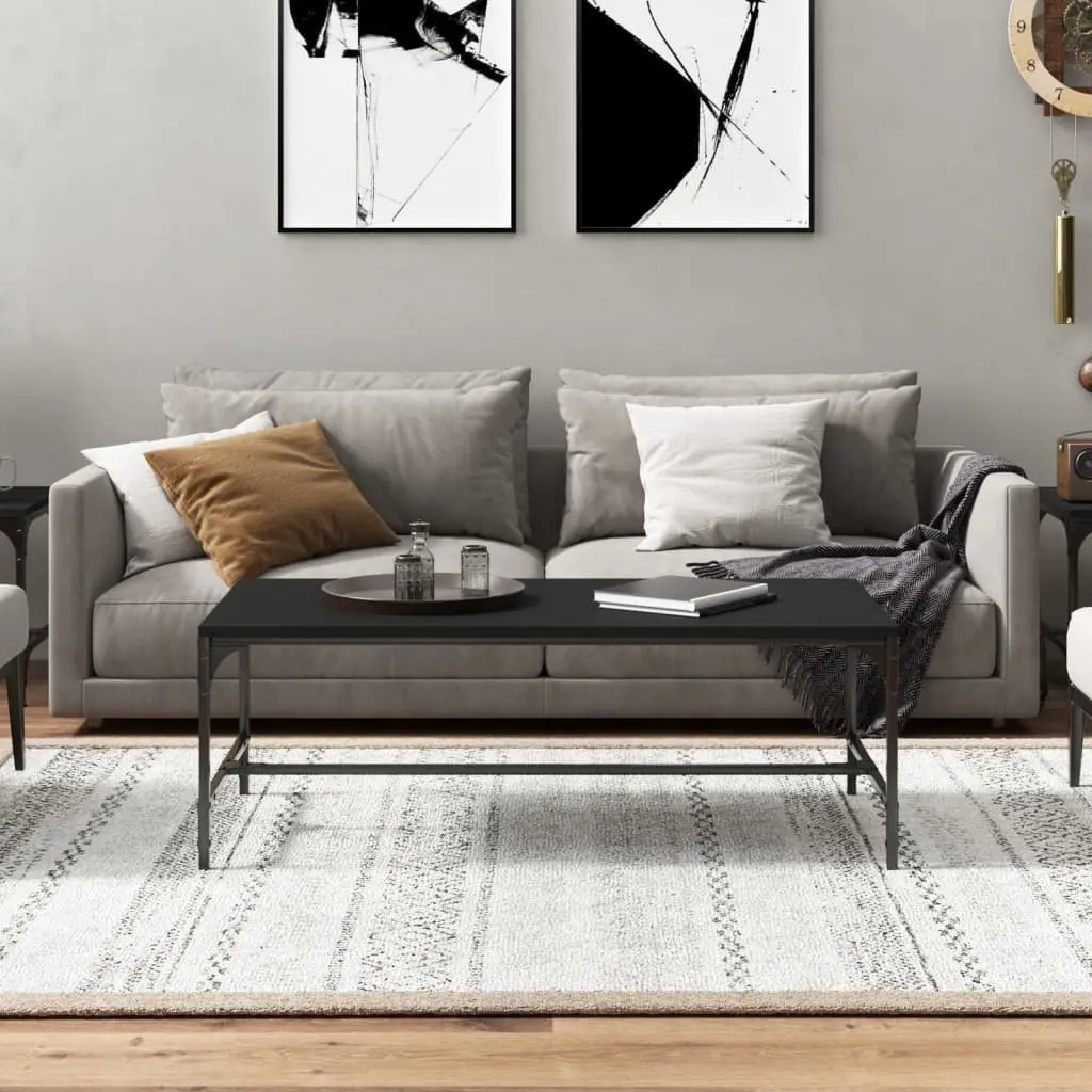 Coffee Table Black Industrial Style 80 x 50 x 35 cm Engineered Wood