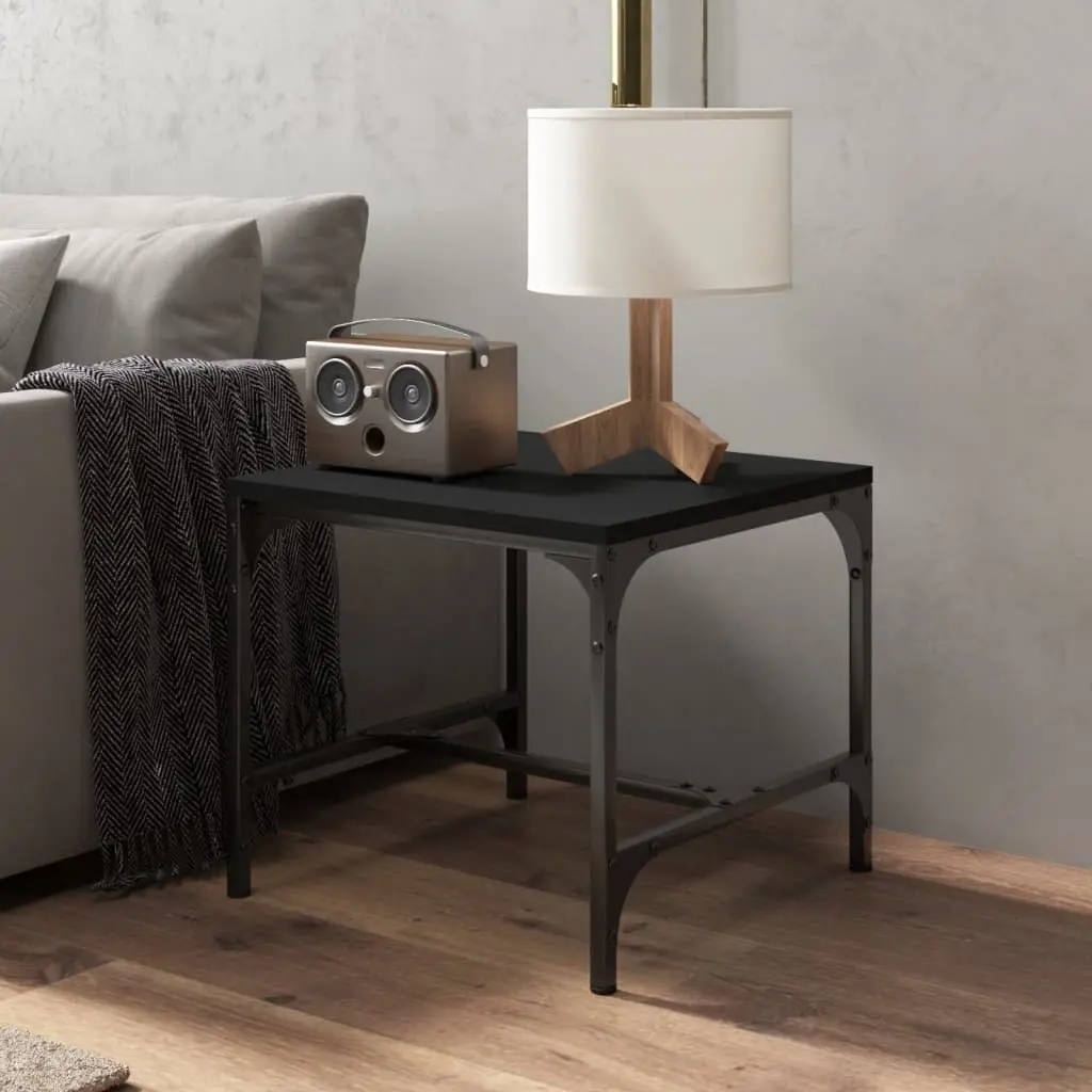 Black Coffee Table 50x50x35 cm Industrial Style Living Room Accent Furniture