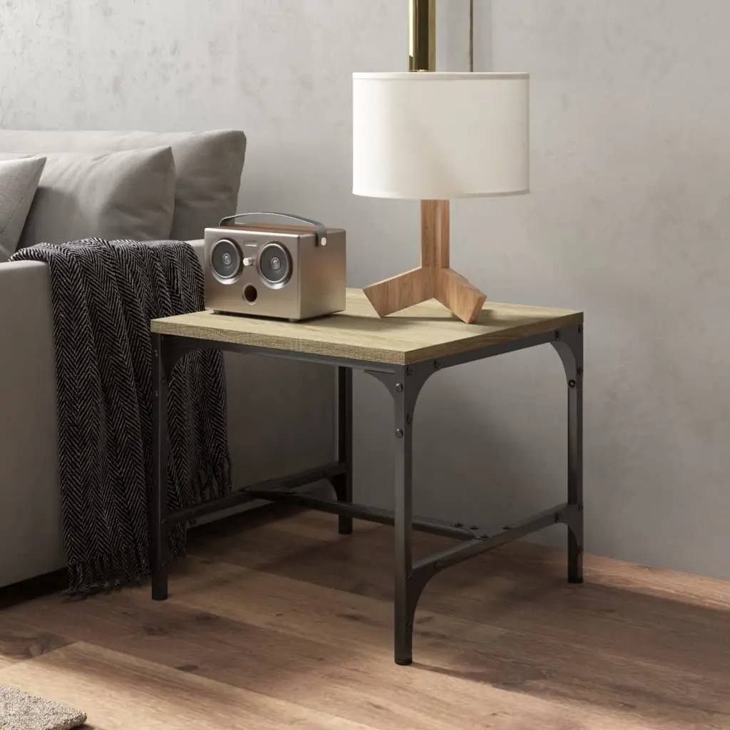 Coffee Table Living Room Storage 50 x 50 x 35 cm Brown Engineered Wood Steel Frame Adjustable Legs