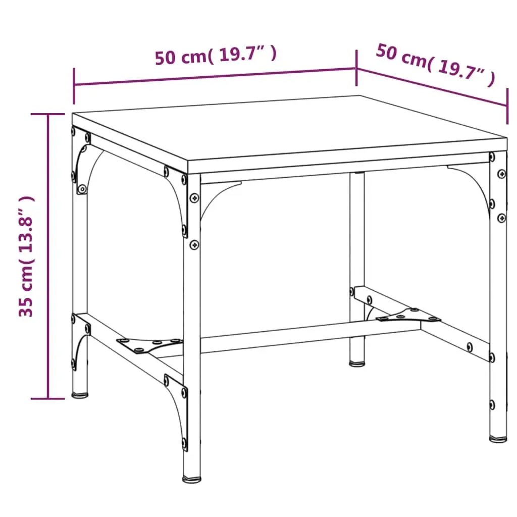 Coffee Table Living Room Storage 50 x 50 x 35 cm Brown Engineered Wood Steel Frame Adjustable Legs