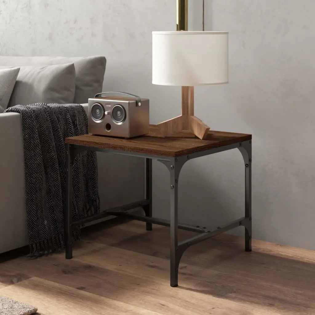 Coffee Table Living Room Accent Furniture 50x50x35 cm Brown Oak Industrial Style