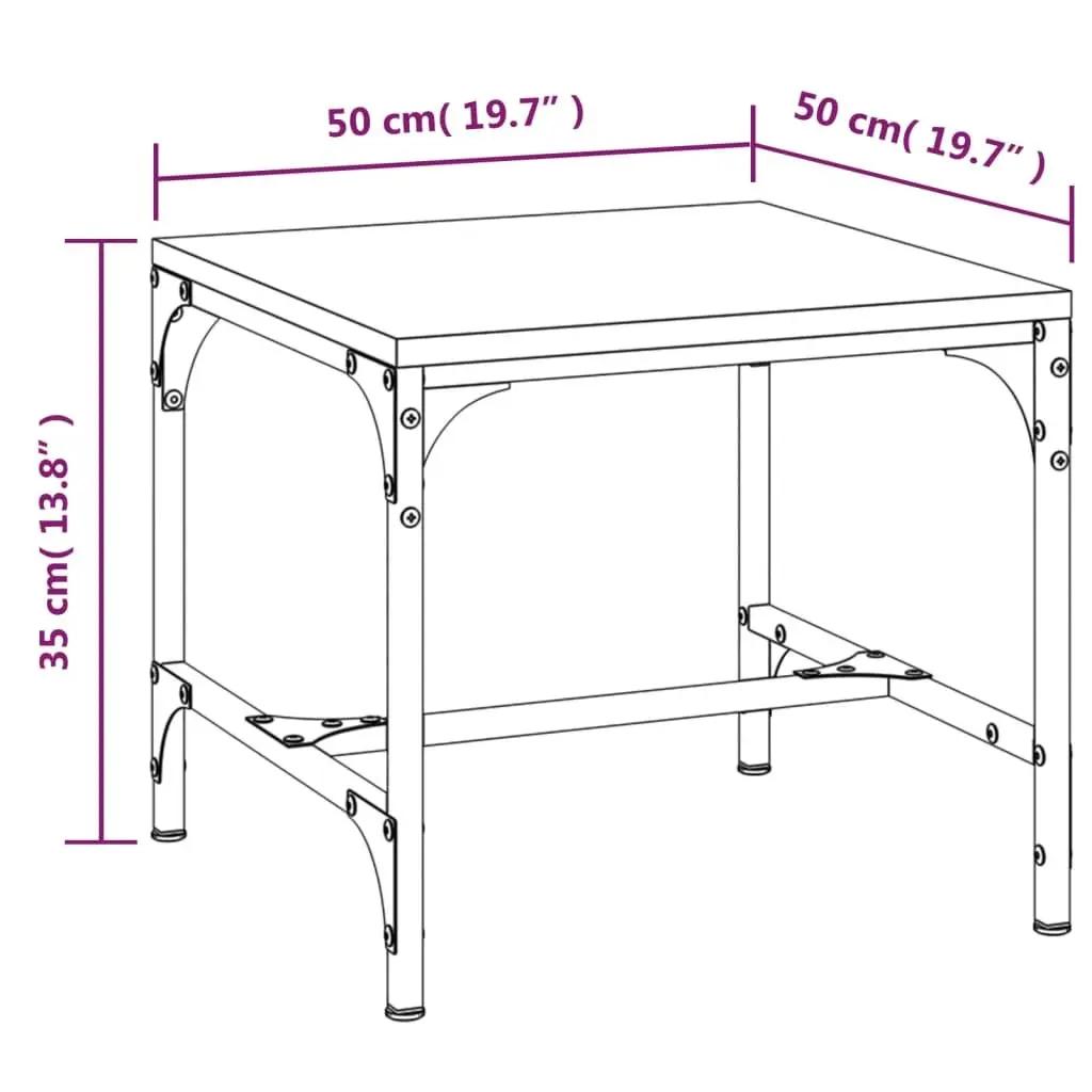 Coffee Table Living Room Accent Furniture 50x50x35 cm Brown Oak Industrial Style