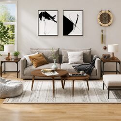 Functional and Stylish Brown Oak Side Tables - 2 pcs