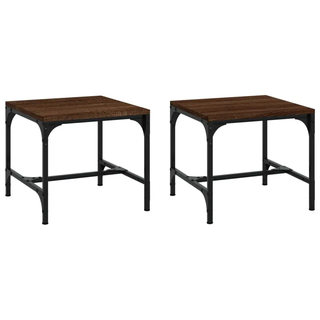 Side Tables 2 pcs Brown 40x40x35 cm Engineered Wood Industrial Coffee Table