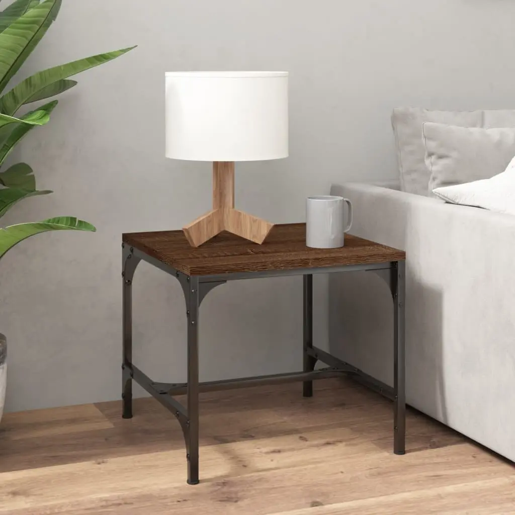 Side Tables 2 pcs Brown 40x40x35 cm Engineered Wood Industrial Coffee Table
