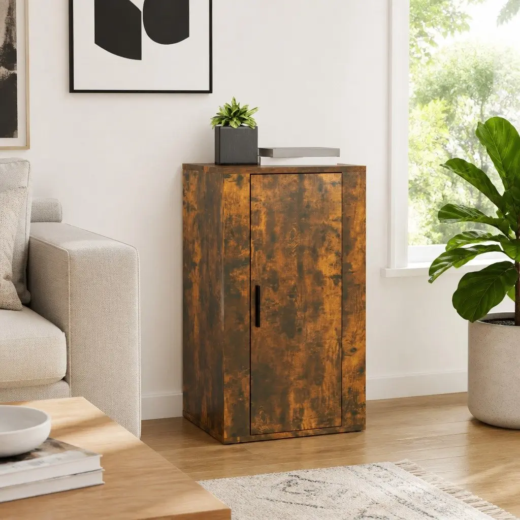 Sideboard Storage Cabinet Brown Engineered Wood Buffet with Door Compartments 40W x 33D x 70H cm