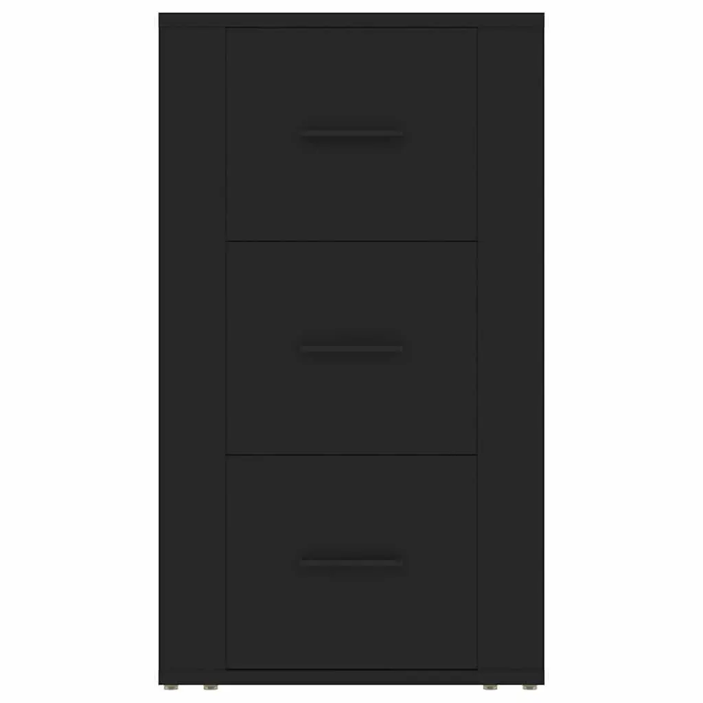 Sideboard Cabinet Storage 3 Drawers Black Engineered Wood