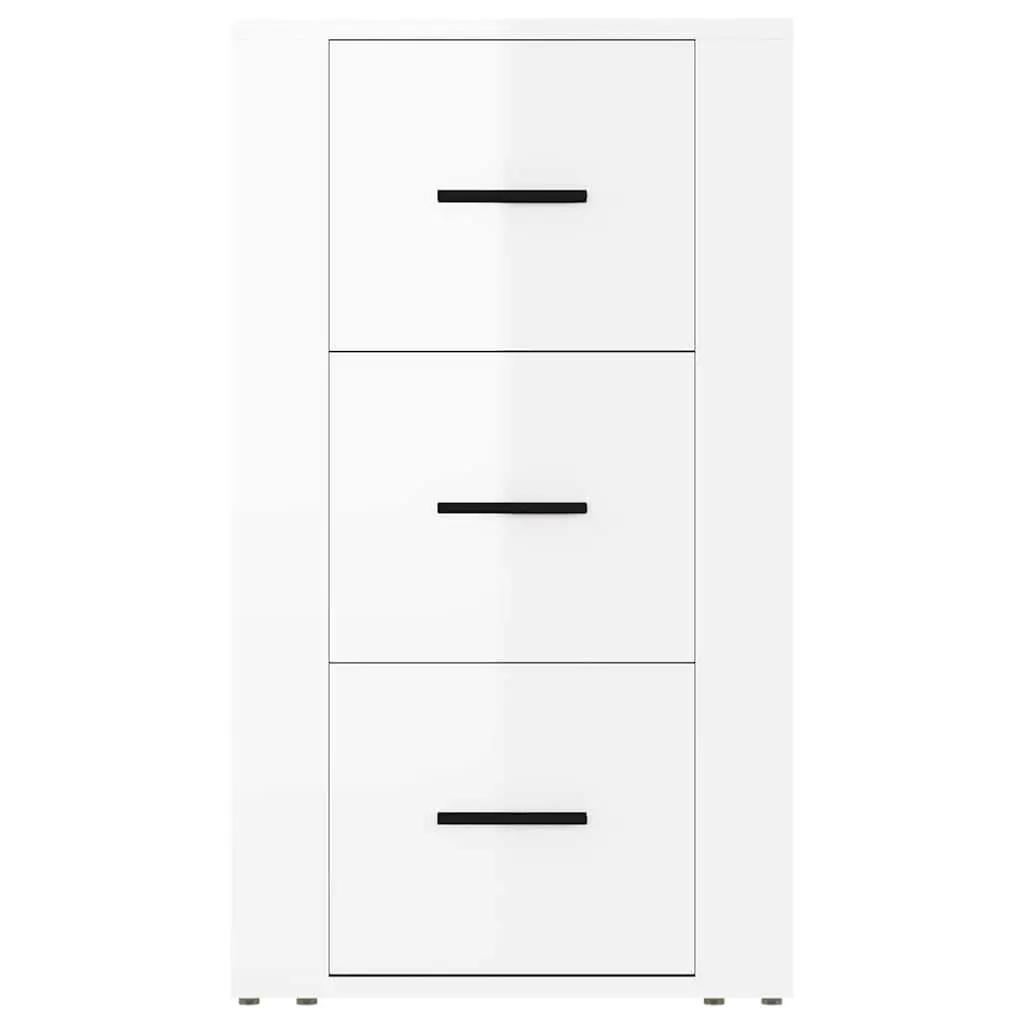 Sideboard Cabinet Storage 40x33x70cm White High Gloss Engineered Wood 3 Drawers