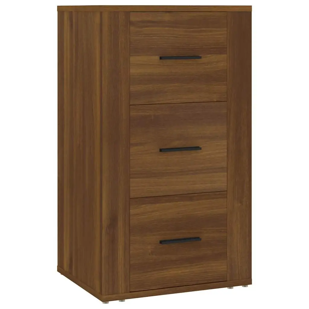 Brown Oak Sideboard with 3 Storage Drawers
