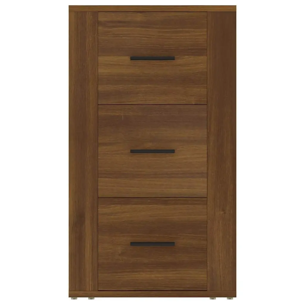 Brown Oak Sideboard with 3 Storage Drawers