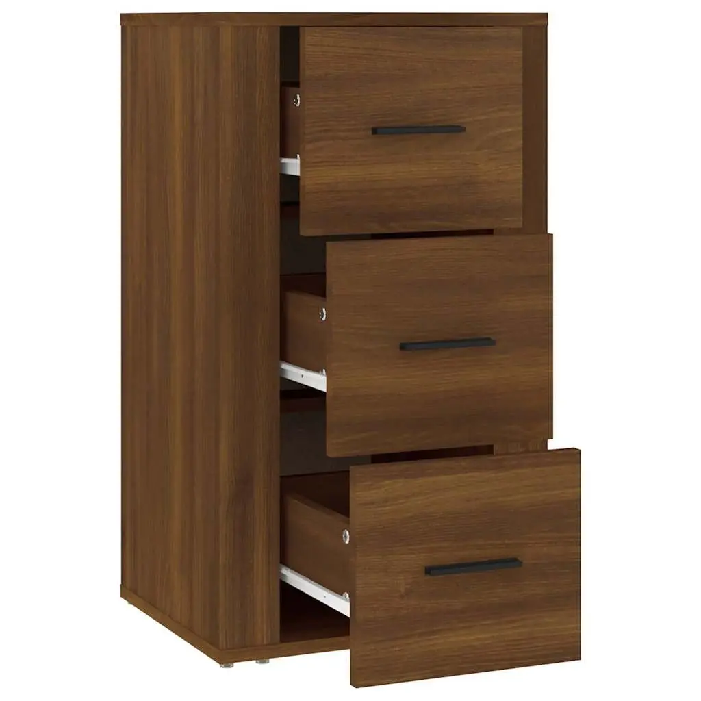 Brown Oak Sideboard with 3 Storage Drawers