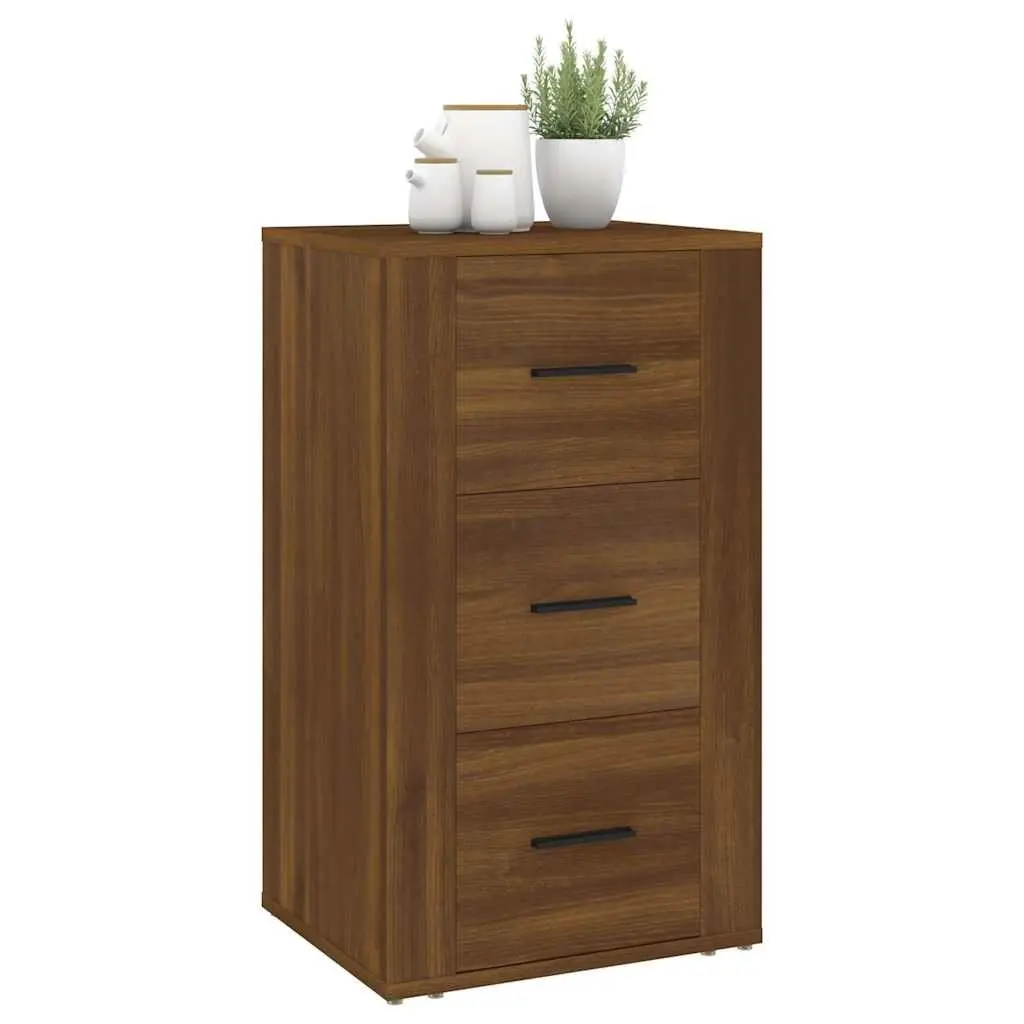 Brown Oak Sideboard with 3 Storage Drawers