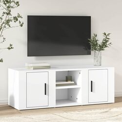 White TV Cabinet - Practical Storage Solution 100x31.5x35 cm