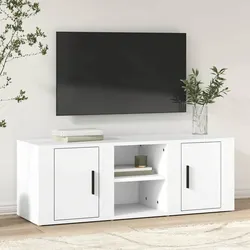 White TV Cabinet - Practical Storage Solution 100x31.5x35 cm