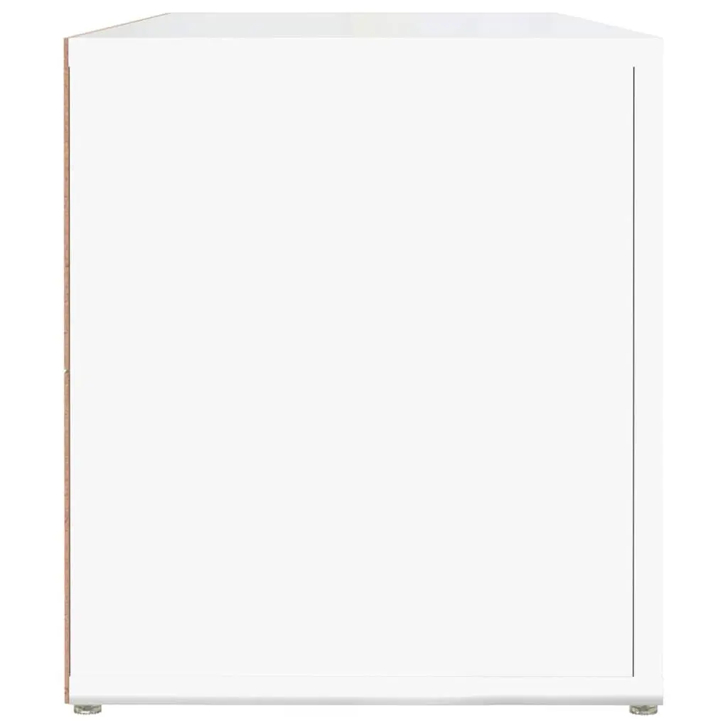 TV Cabinet Media Storage Unit 100cm High Gloss White Engineered Wood 4 Compartments
