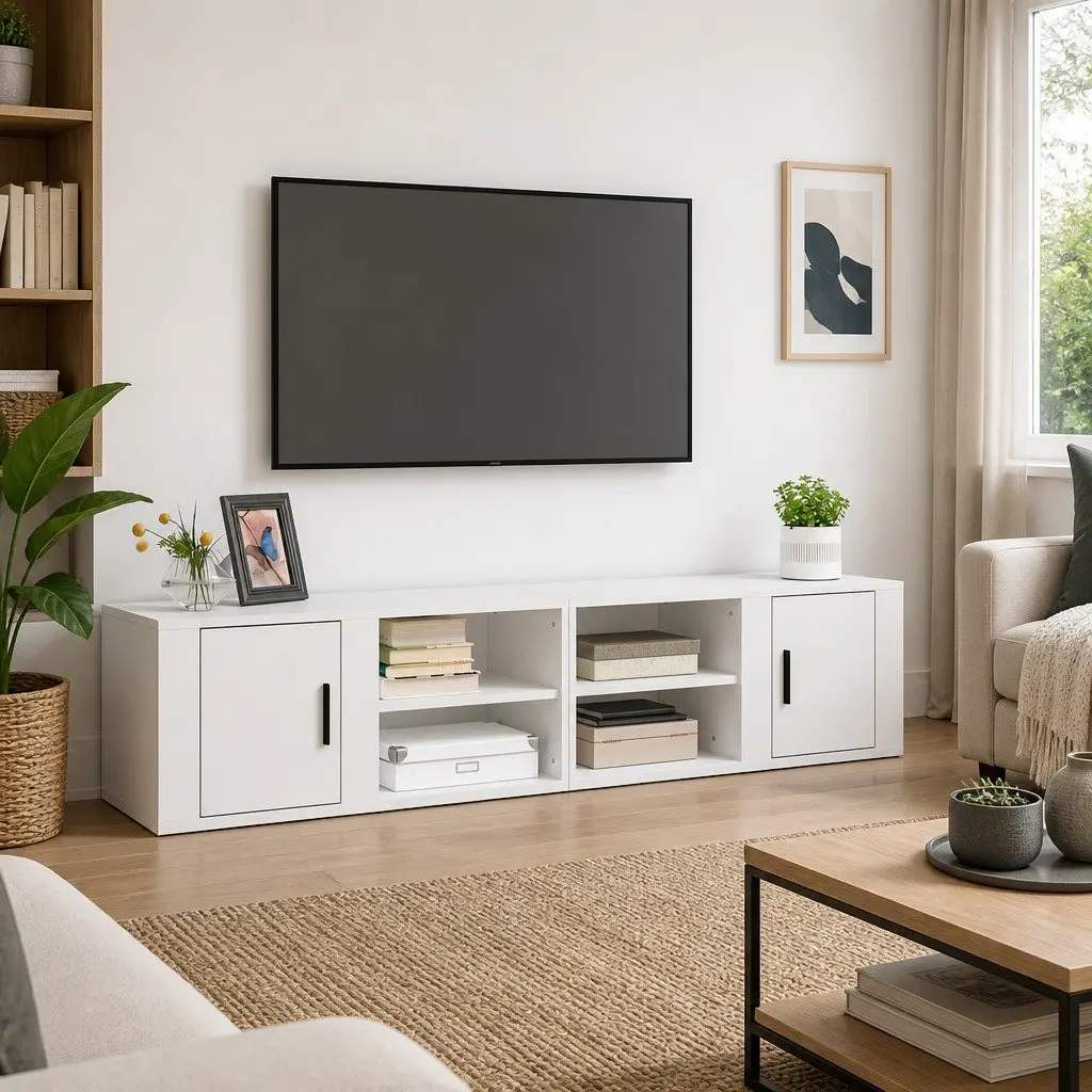 TV Cabinets Media Storage Unit 80x31.5x36 cm White 2 Piece