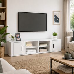 TV Cabinets 2 pcs White 80x31.5x36 cm Media Storage Unit with Doors Compartments