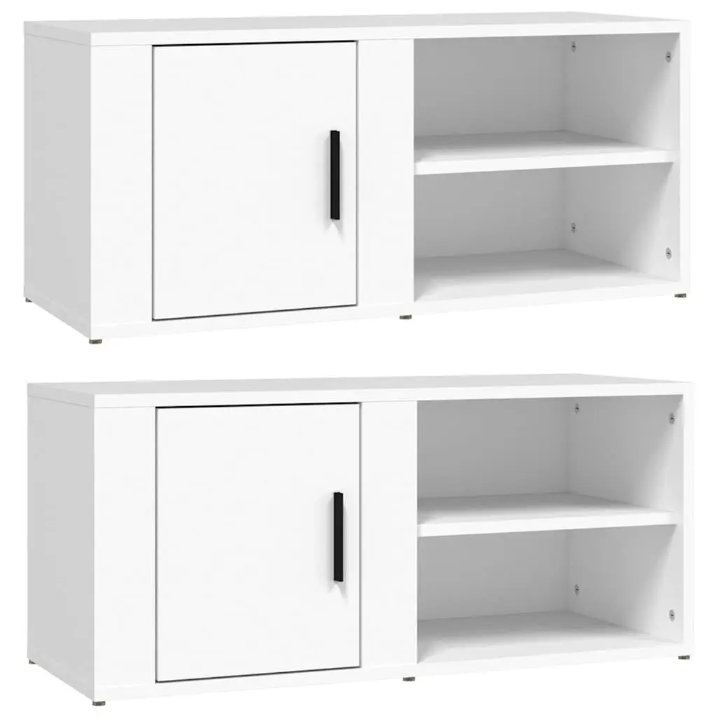 TV Cabinets Media Storage Unit 80x31.5x36 cm White 2 Piece
