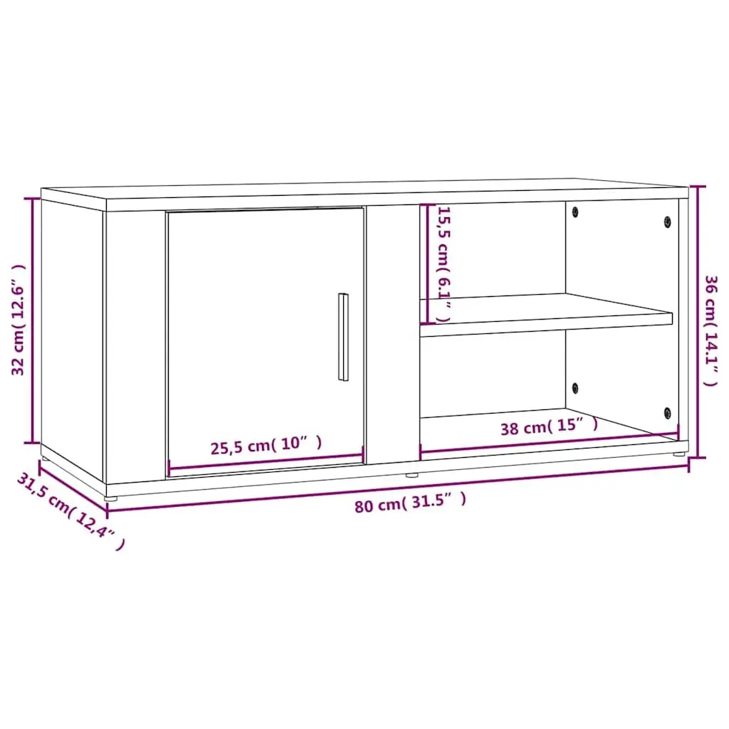 TV Cabinets Media Storage Unit 80x31.5x36 cm White 2 Piece