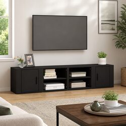 Quality Black TV Cabinets 2 pcs 80x31.5x36 cm with Easy Assembly