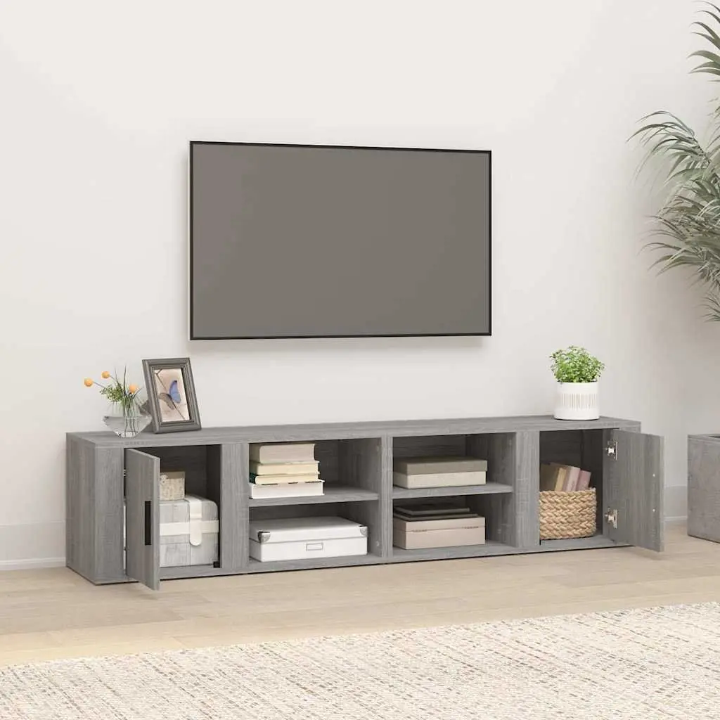 TV Cabinets Media Storage Unit 2 pcs Grey 80 x 31.5 x 36 cm
