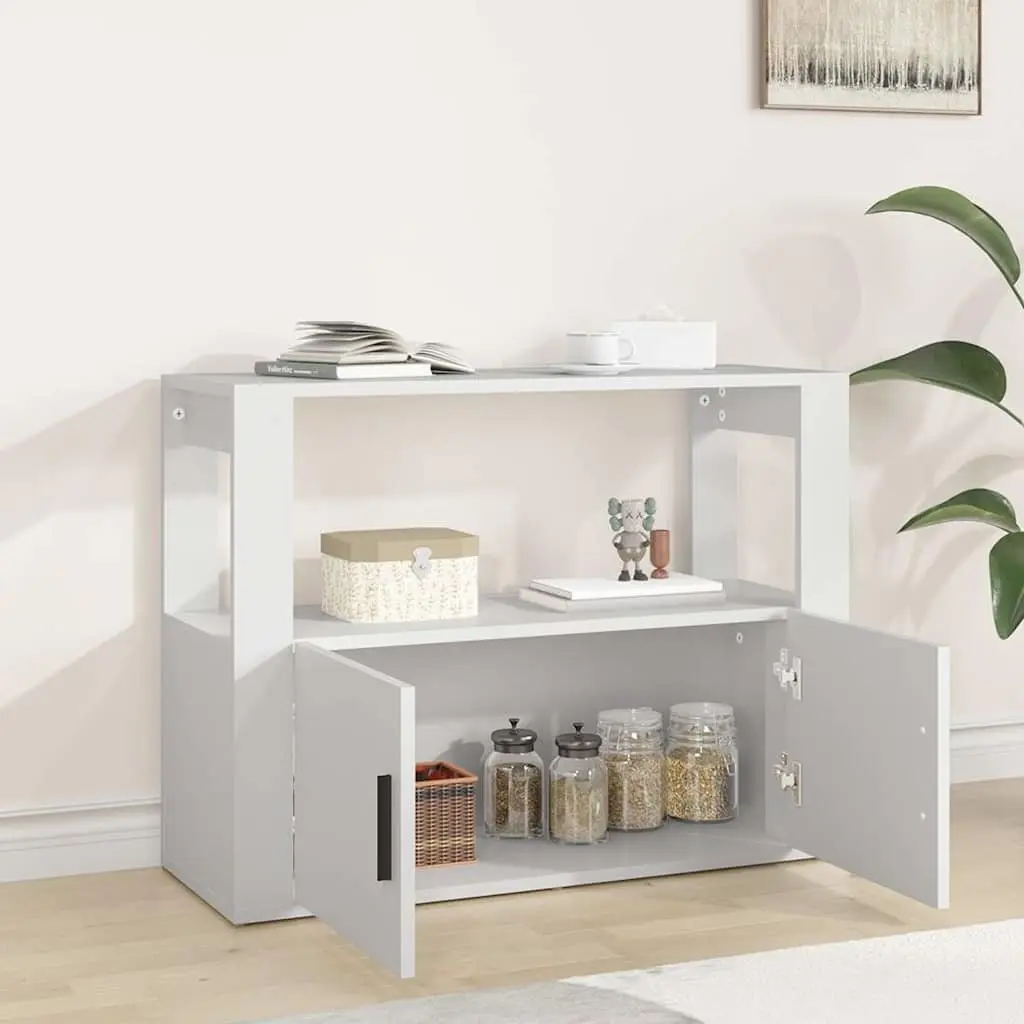 Sideboard Storage Cabinet 80x30x60 cm White for Living Room with Shelf and Doors