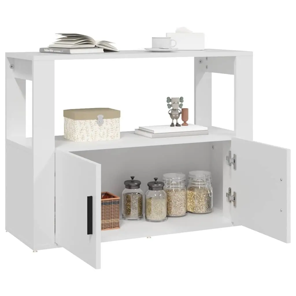 Sideboard Storage Cabinet 80x30x60 cm White for Living Room with Shelf and Doors