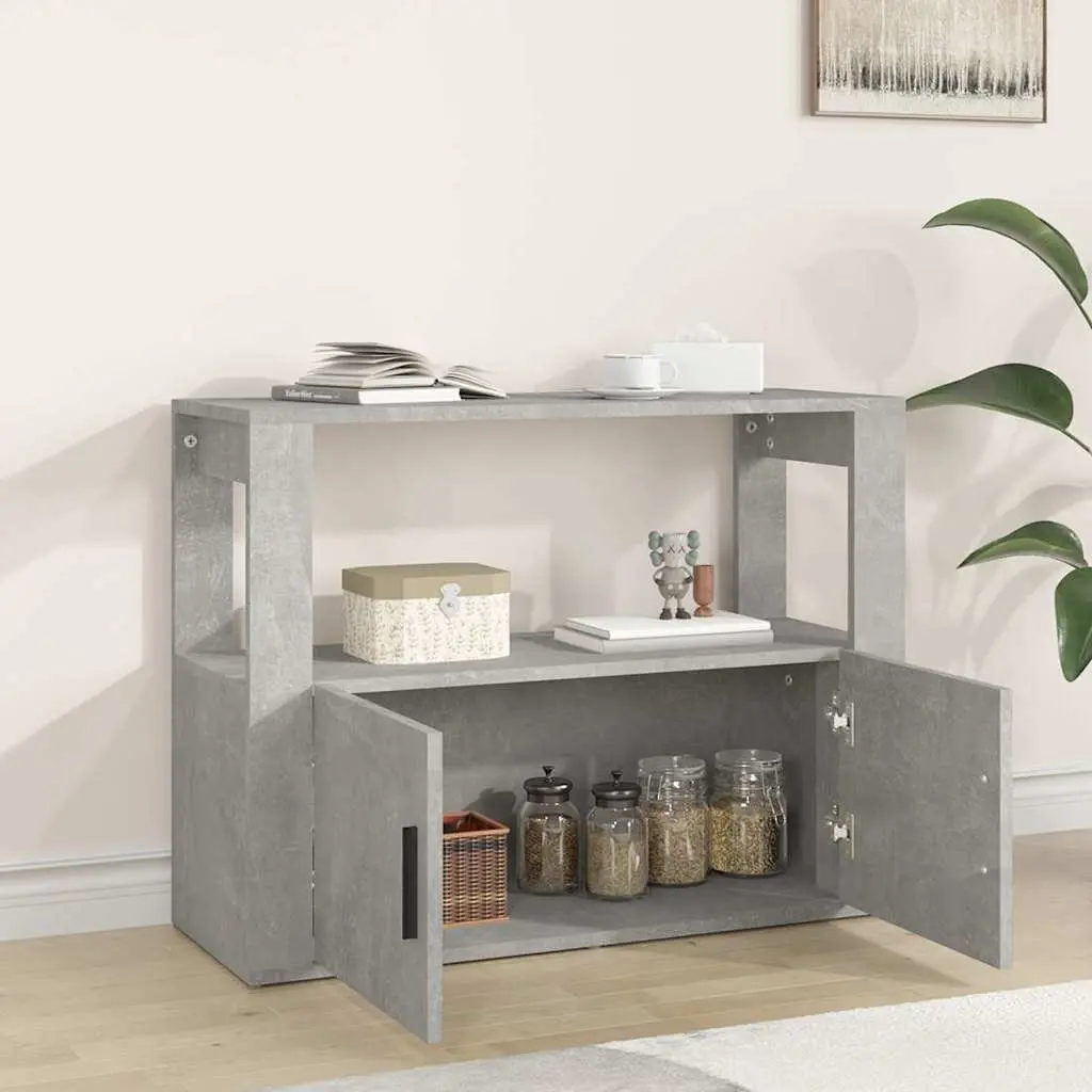 Sideboard Storage Cabinet Grey Engineered Wood Buffet Living Room Organiser