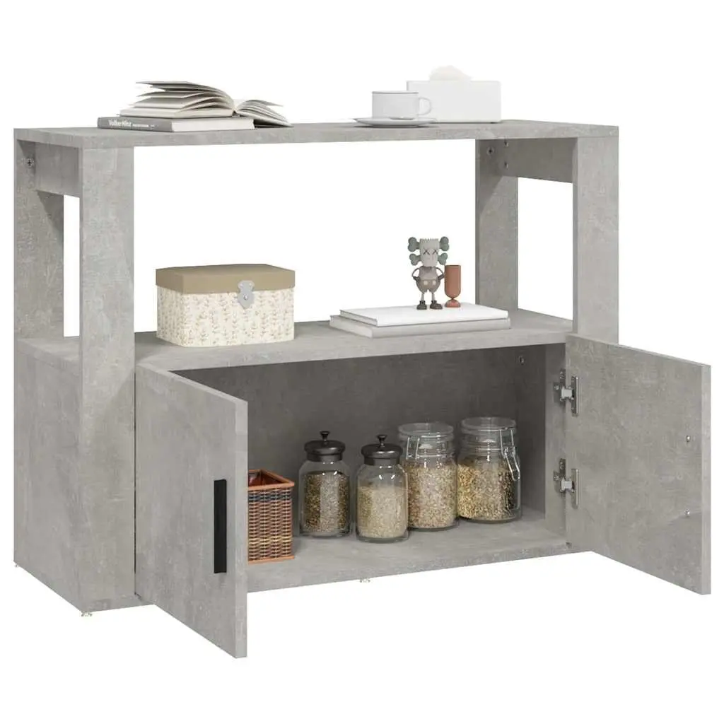 Sideboard Storage Cabinet Grey Engineered Wood Buffet Living Room Organiser